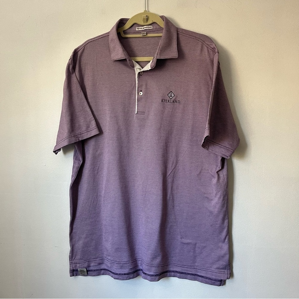 Peter Millar Polo Kierland Golf Club Embroidery size L purple white check cotton
